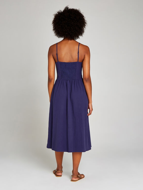 Button Down Midi Dress, Blue, large