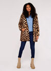 Reversible Leopard Faux Fur Puffer Coat, Black, large