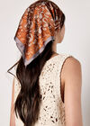 Satin Printed Scarf, Orange, large