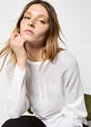 Stud Embellished Batwing Jumper, White, large