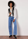 Ruffle Neck Textured Blouse, White, large