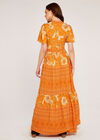Floral Patchwork Print Maxi Dress, Orange, large