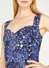 Abstract Leaf Print Bodycon Dress, Navy, large