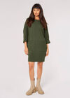 Ribbed Knit Cocoon Mini Dress, Green, large