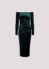 Bardot Velvet Midi Dress, Green, large