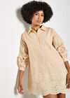 Broderie Anglaise Cotton Swing Mini Dress, Stone, large