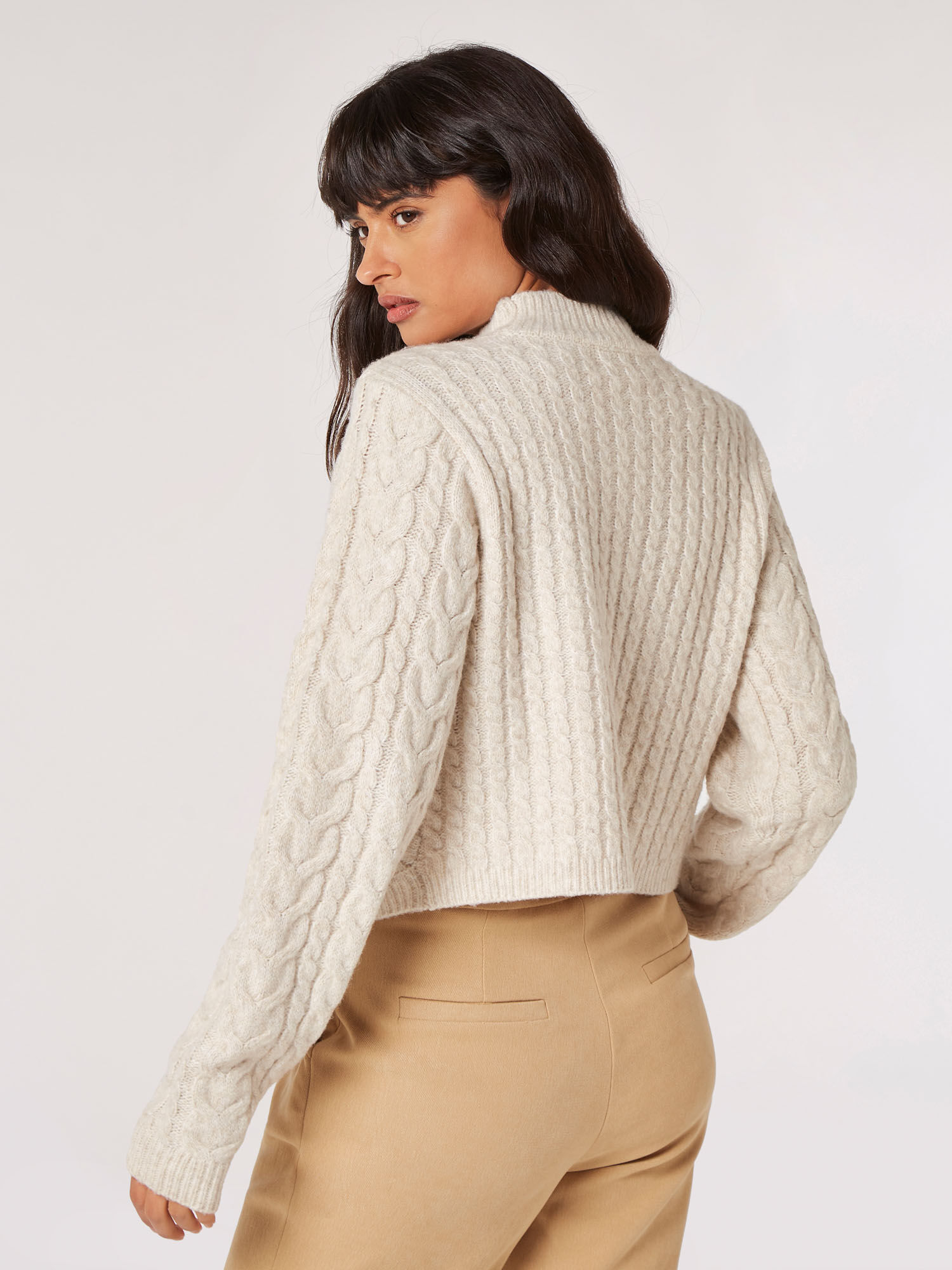 Cream knitted cropped jumper new arrivals