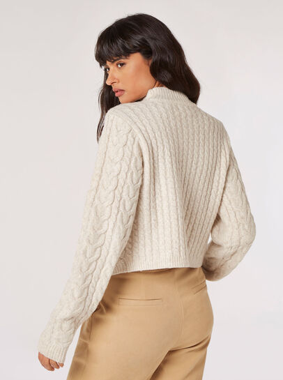 Cable Knit Cropped Wrap Jumper