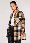 Checked Oversized Shacket, Stone, large