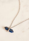 Sodalite Shard Silver Necklace, Black, large