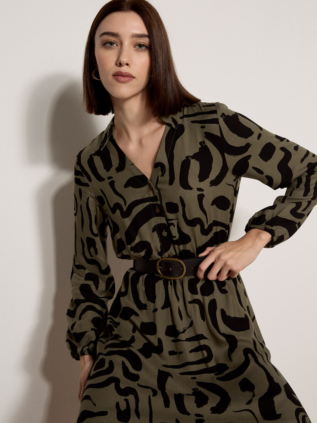 Abstract Brushstroke Midi Dress | Apricot Clothing