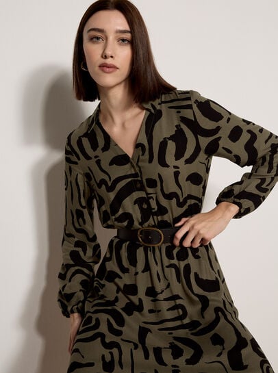 Abstract Brushstroke Midi Dress