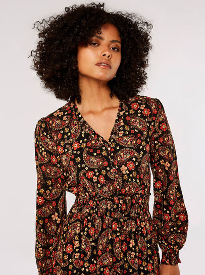 Floral Paisley Print Midi Dress