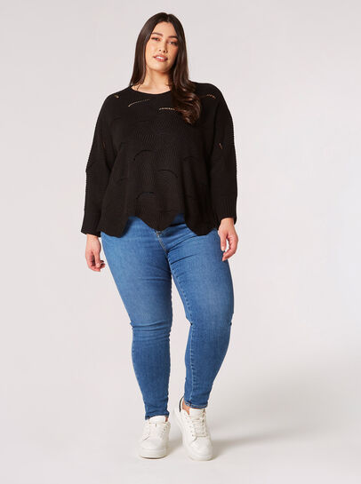 Curve Swirl Knit Batwing Jumper