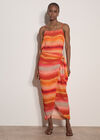 Watercolour Stripe Wrap Midi Skirt, Orange, large