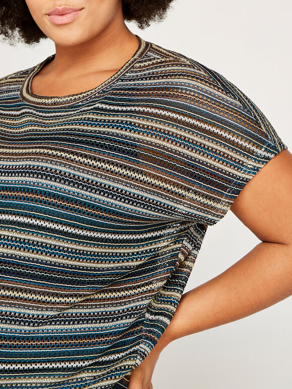 Fine Crochet Multistripe Top+, Green, large