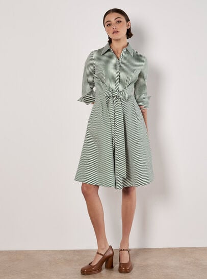 Cotton Stripe Shirt Mini Dress