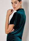 Velvet Ruched Side Top, Green, large