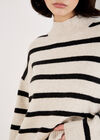 Oversized Stripe Fluffy Jumper, Stone, large