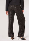 Sequin Embellished Palazzo Trousers, Black, large