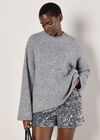 Fluffy Oversized Jumper, Grey, large