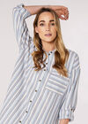 Multi Stripe Oversized Shirt, Blue, large