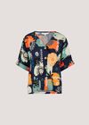 Colourful Sketch Print Top, Navy, large