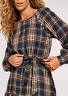 Check Print Ruffle Mini Dress, Rust, large