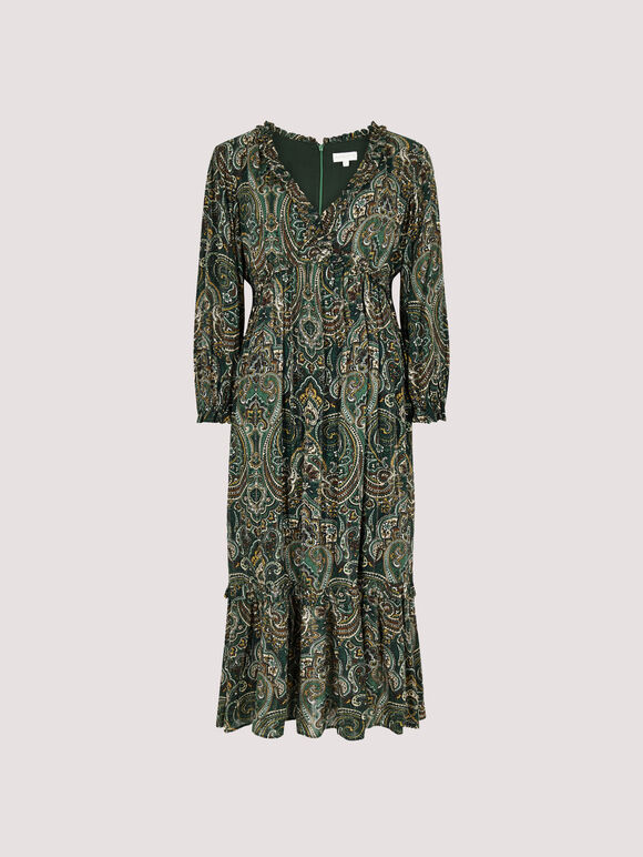 Paisley Ruffle Midaxi Dress, , large