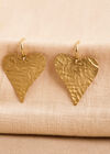 Gold Tone Hammered Heart Earrings, Gold, large