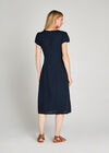 Button Down Cap Sleeve Midi Dress, Navy, large