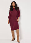 Ribbed Knit Cocoon Midi Dress, Burgundy, large