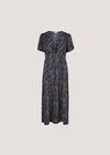 Animal Print Midaxi Dress, Navy, large