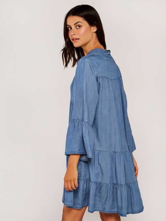 Light Denim Babydoll Dress, Blue, large