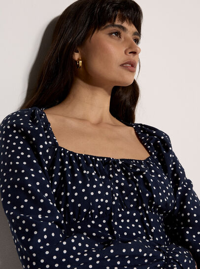 Polka Dot Milkmaid Mini Dress