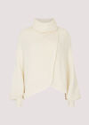 Cowl Neck Ribbed Wrap Jumper, Cream, large