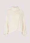 Cowl Neck Ribbed Wrap Jumper, Cream, large