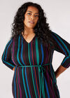 Curve Stripe Knitted Midi Dress, Black, large