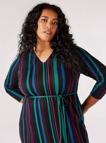 Curve Stripe Knitted Midi Dress