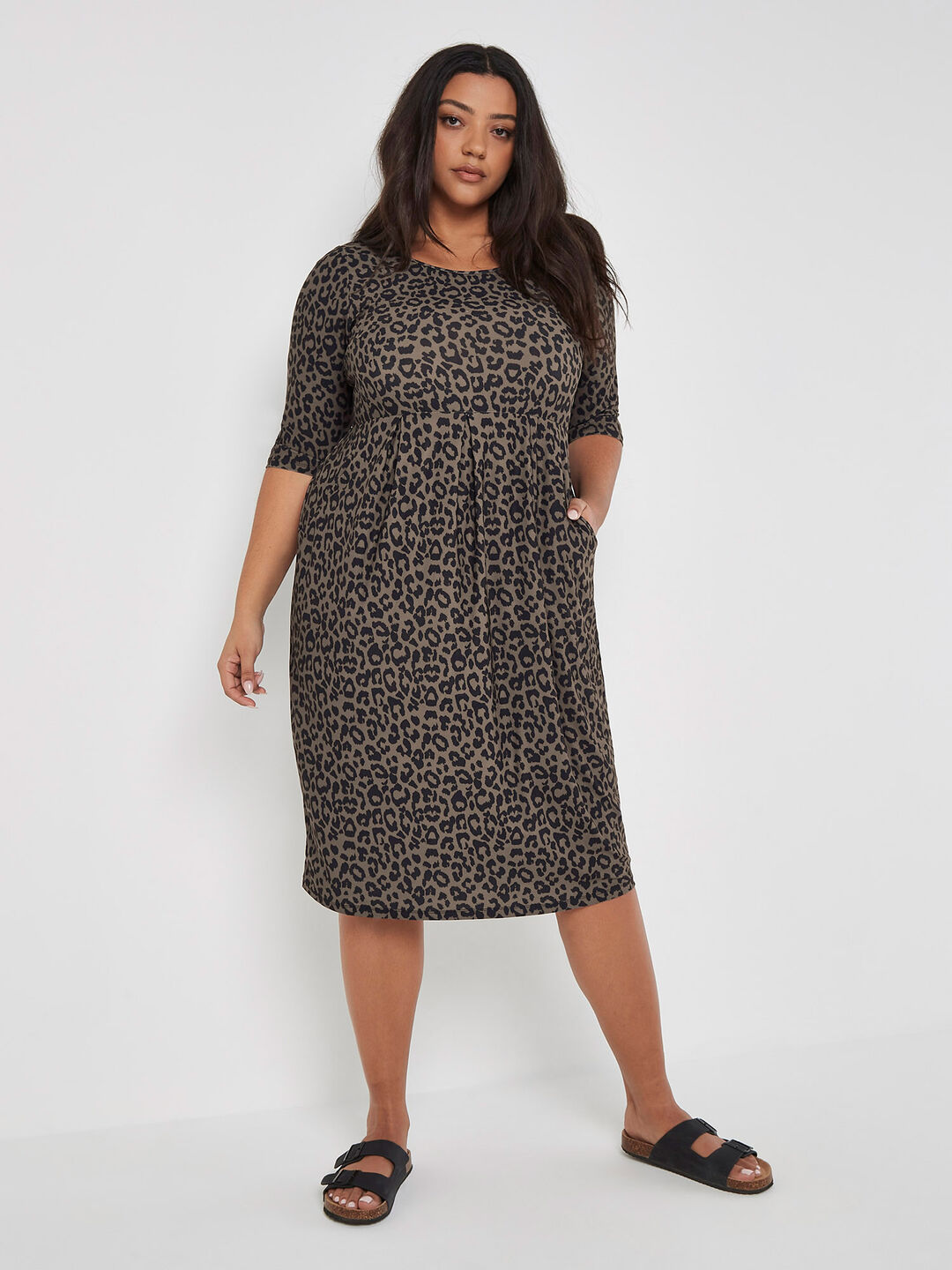 Image of Curve Animal Print Tunic Midi Dress