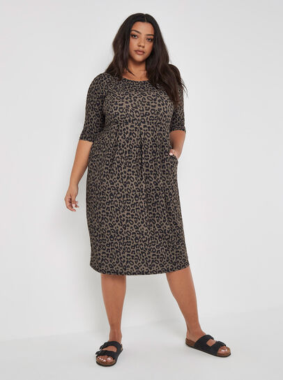 Curve Animal Print Tunic Midi Dress