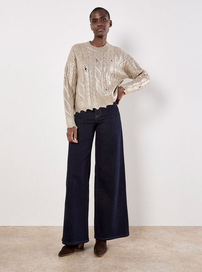 Distressed Gold Foil Metallic Cable Jumper