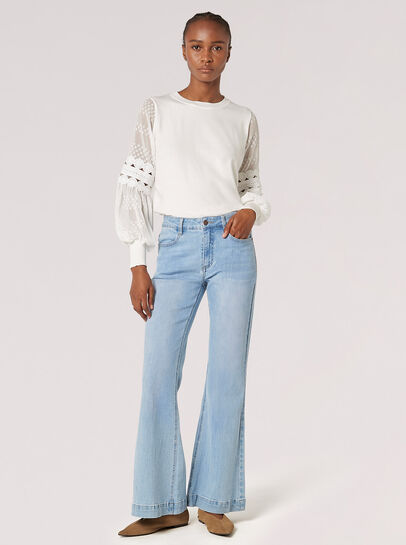 Contrast Chiffon Sleeves Jumper