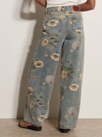 Floral Print Ankle-Length Jeans