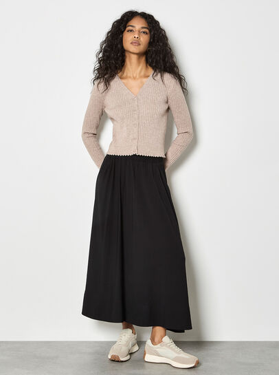 Ribbed Knit Scalloped Cardigan