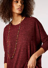 Ribbed Side Split Top, Burgundy, large
