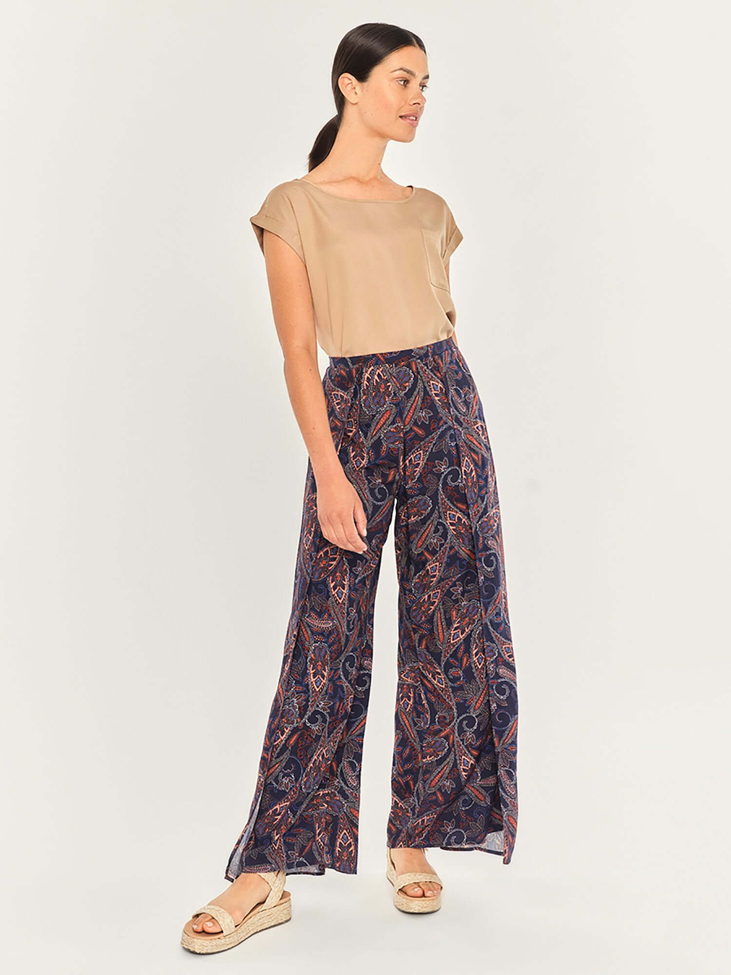 Paisley wide leg trousers online
