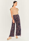 Paisley Wrap Split Leg Trousers, Navy, large
