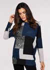 Colourblock Oversized Top, Navy, large