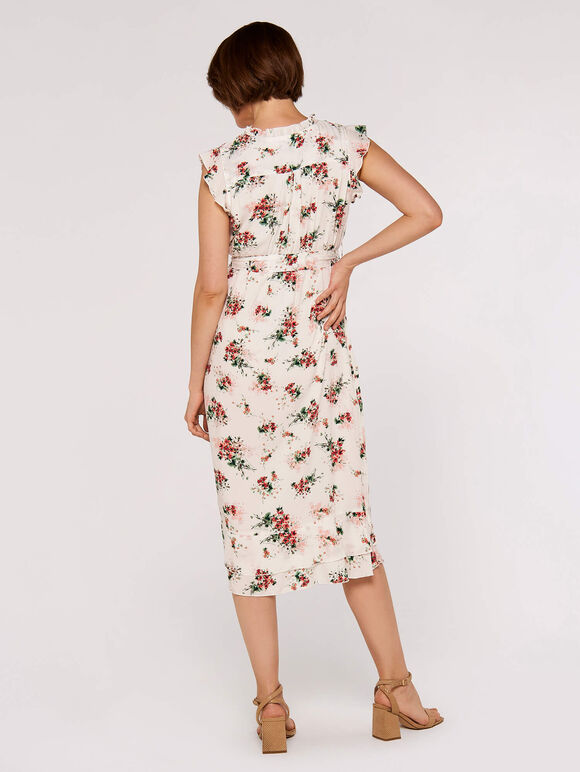 Floral Ditsy Midi Dress, Cream, large